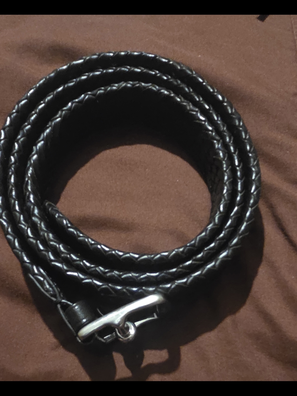 COACH Black Braided Leather Belt with Silver Buckle, Size 38", UNISEX